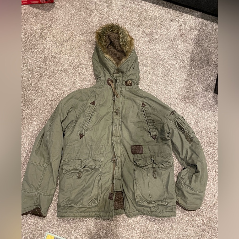 Abercrombie & Fitch Vintage Furry Heavyweight Green Jacket